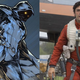 A la izquierda: Moon Knight en los cómics. A la derecha: Oscar Isaac como Poe Dameron en Star Wars: The Force Awakens.